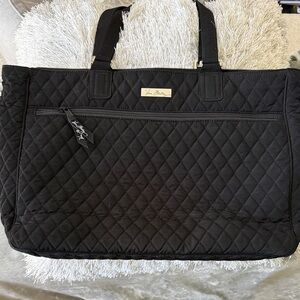 Vera Bradley Quilted Black Tote with Front Zip
